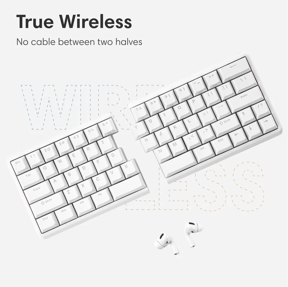 Lite: Wireless Ergonomic Split Mechanical Keyboard Hot Swappable, Compact 60%... - Image 2 of 4