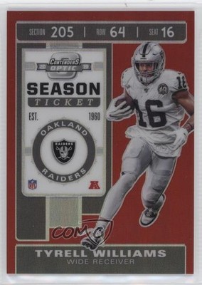 2019 Panini Contenders Optic Season Ticket Red Prizm 171/199 Tyrell Williams 2hb