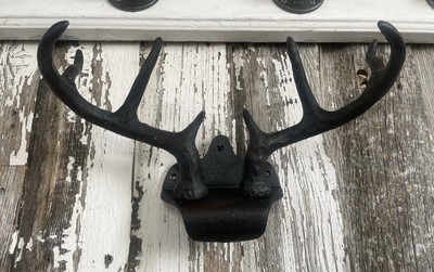 Brand New Antler Coat Rack Cast Metal Hunter Cabin Deer Man Cave Farmhouse Hook