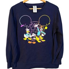 Disney Mickey Donald Pluto Goofy Sweatshirt SZ XL 14 Boys Blue Pullover Sweater