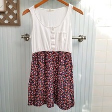 Forever 21 White Skirt Patterned Sleeveless Dress