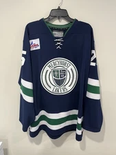 #25 Game Used Worn Mercyhurst Lakers Blue Jersey NCAA
