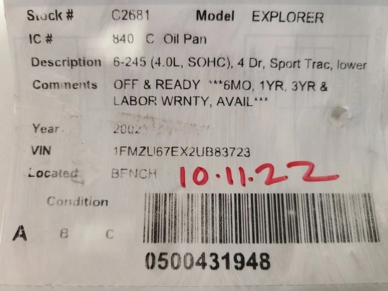 Inferior de cárter de aceite para 01-10 MAZDA B-4000 1633154 Foto 3 de 4