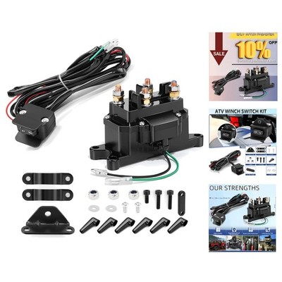 Universal Fit 12V Winch Contactor Relay 250A - Includes Rocker Switch & Caps