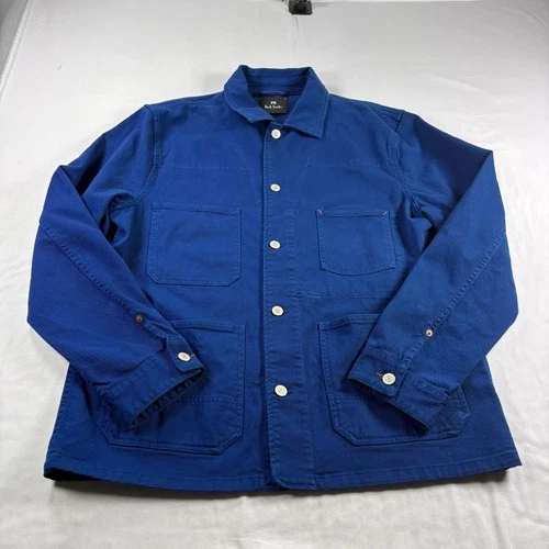 Paul Smith Chore Jacket Mens XL Blue Button Up Collared Trucker Coat  video thumbnail