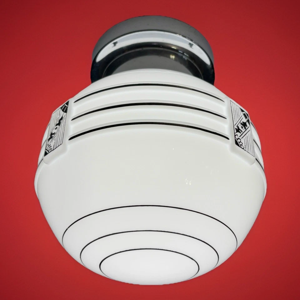 Antique/Vintage 1920’s-30’s Art Deco Nouveau Virden Black Stencil Light Fixture - Image 3 of 4