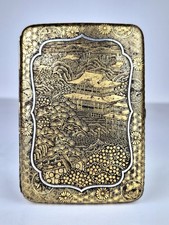 Komai Company of Kyoto Japanese Damascene Cigarette Case c.1895 Meiji