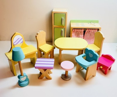 Large Lot 11 Pieces KidKraft Craft Wooden Doll House Play Furniture Toys