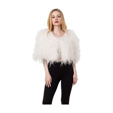 Women Ostrich Fur Feather Small Shawl Cape for Wedding for Party Bride Furry ...