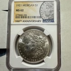 1921 Morgan Silver Dollar NGC MS62 100th Year anniversary