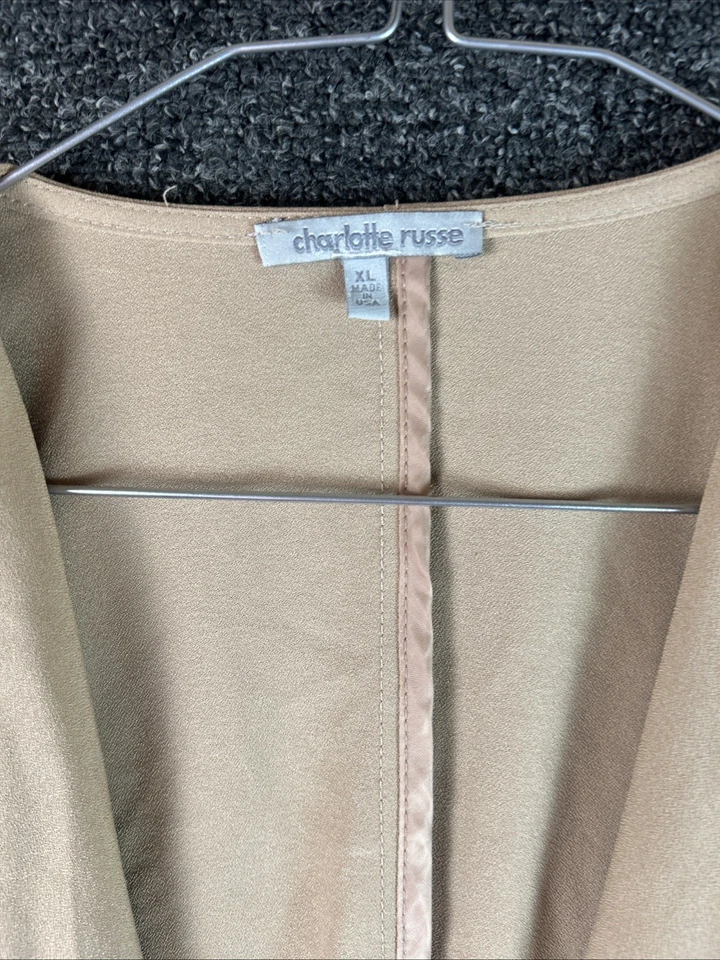 CHARLOTTE RUSSE Women Size XL Beige Linen Blend Knit Open Cardigan Casual - Image 2 of 4