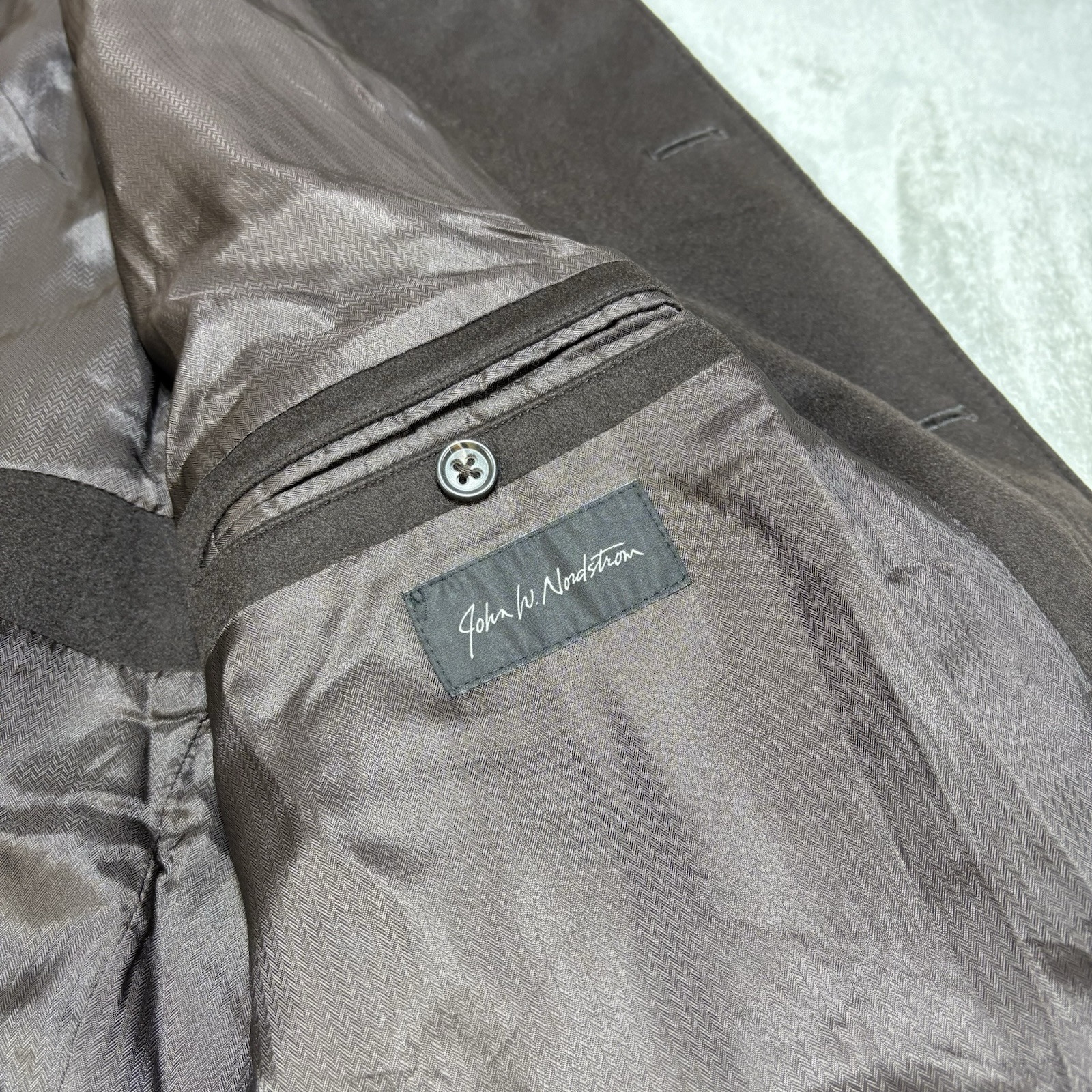 John W Nordstrom Loro Piana Jacket 40R Brown Storm System Wool Top Coat Rain