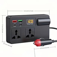 Enhanced Version Featuring a Power Port, This Car Power Inverter Converts DC 12V