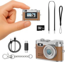 Mini Keychain Camera 1080P FHD Mini Retro Digital Camera Tiny Camera 16GB Card