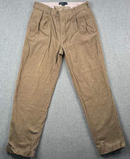 Polo Ralph Lauren Pants Mens 36x32 Tan Hammond Corduroy Pleated Academia Grandpa