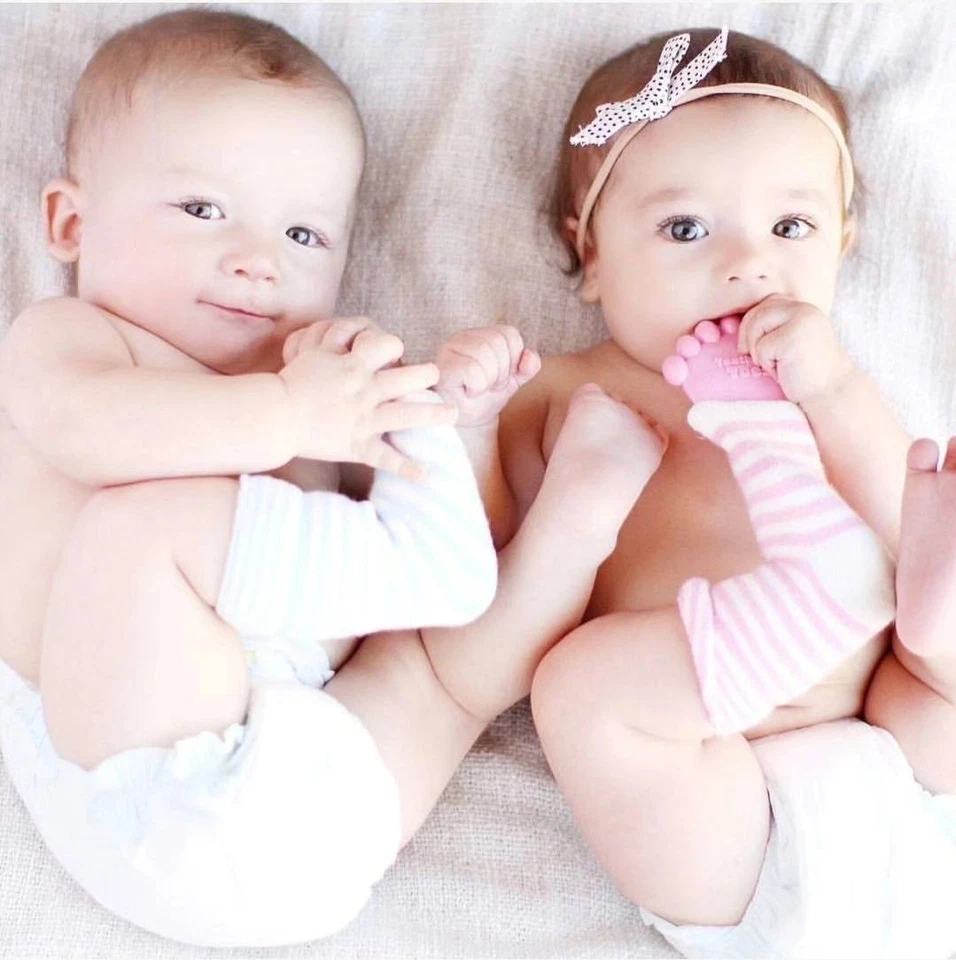 The Original Teething Toes - Pink 2 Pack - BPA Free Self-Soothing Sock Teether - Image 2 of 2