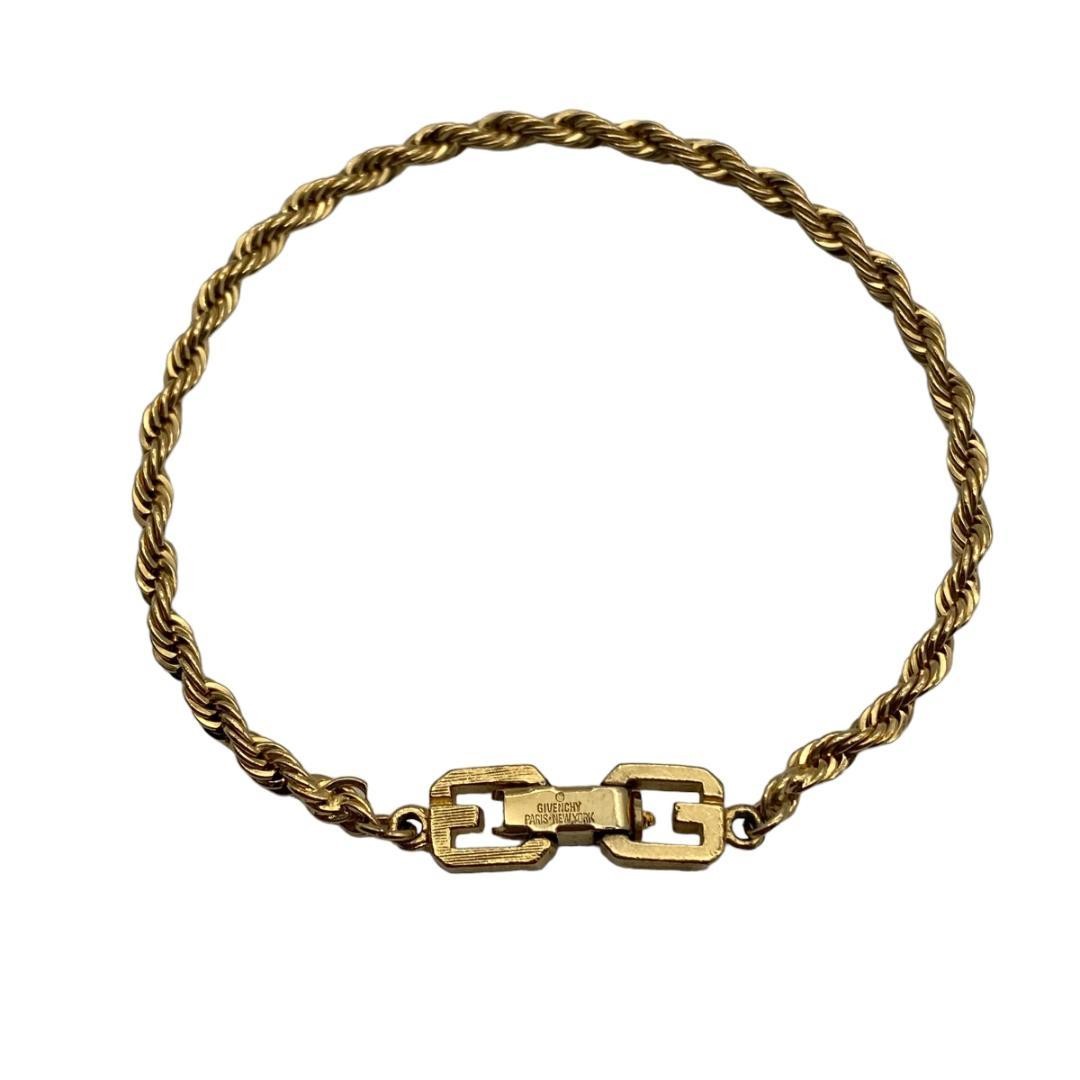 GIVENCHY Gold Bracelet Rope Chain 18cm Gold Plated Jewelry Item Vintage