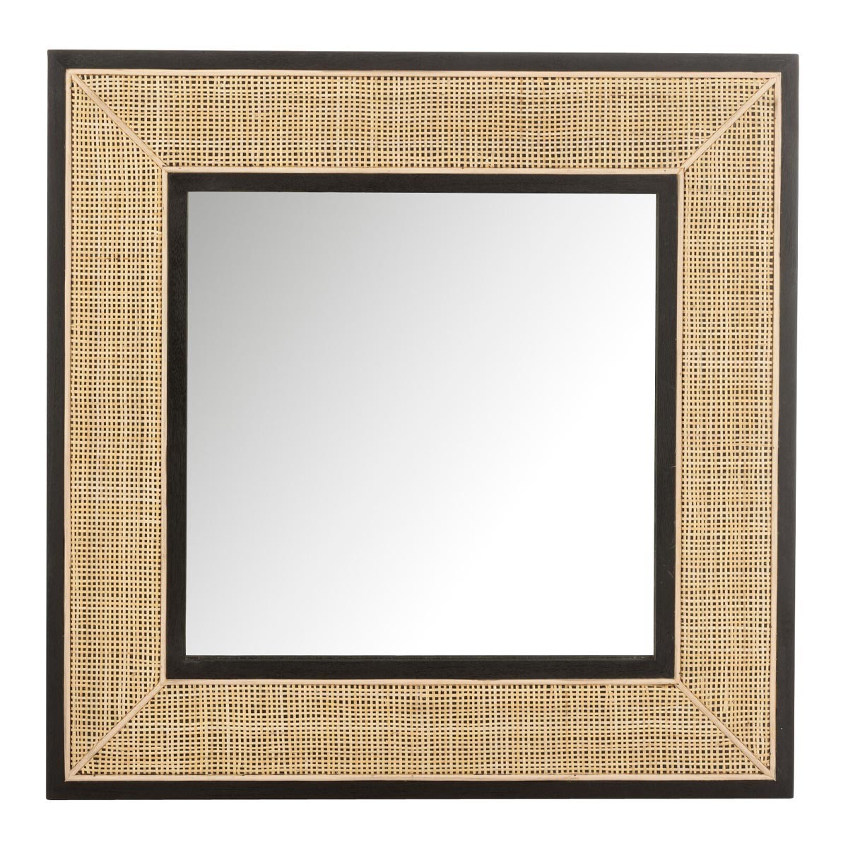 Miroir en rotin 80cm Molly, grand miroir mural rond salon et chambre