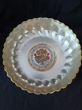 CHINELLI made in Italy Scallop edge Metal Bowl  With Floral Inner.