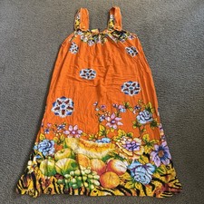 Woman’s Batik Kraton Mas Sleeveless Midi Dress sz OSFM Orange Floral Fruits