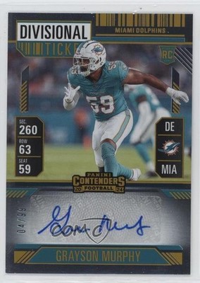 2024 Panini Contenders Divisional Ticket 4/99 Grayson Murphy Rookie Auto RC 05jo