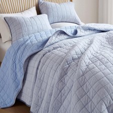 Luxury Linen Quilt Set King Size Organic European Flax Cotton Blend Bedding