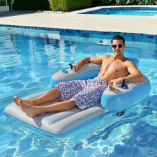 Motorized Inflatable Lounger Pool/Beach Chair Float Lounge w/ Cup Holder Handle
