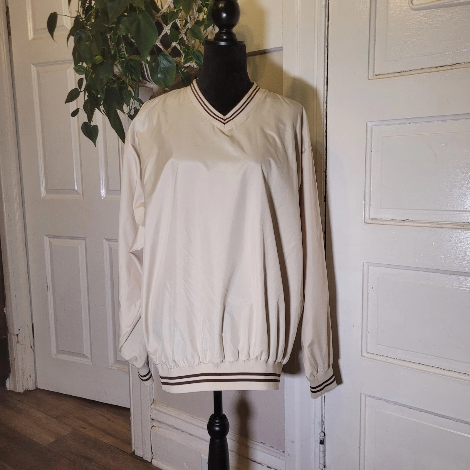 Vtg Regia 110 Tan Brown Mens Large Pullover Windbreaker/t262