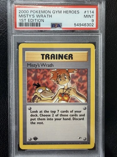 Misty's Wrath - 2000 Pokemon Gym Heroes 1st Edition #114 WOTC Vintage - PSA 9