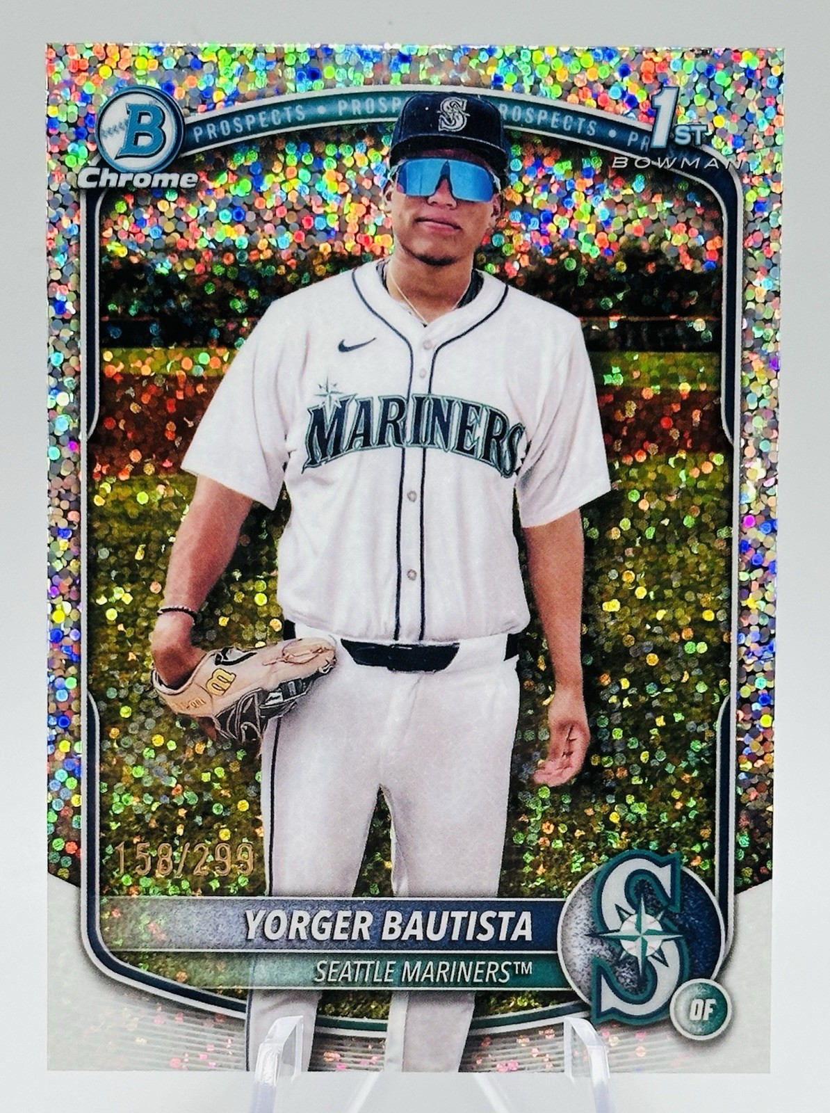 2025 Bowman Chrome YORGER BAUTISTA 1st Speckle Refractor #158/299 Mariners