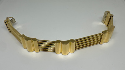 Italien signiert 18k Gelbgold klobig modern Unikat Armband breite Platte schwer