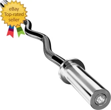 Olympic Barbell with EZ Curl Bar - 2 Inch Sleeve, Knurled Grip, Bearings - Weigh