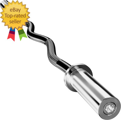 Olympic Barbell with EZ Curl Bar - 2 Inch Sleeve, Knurled Grip, Bearings - Weigh
