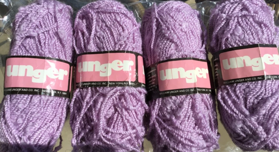LOTE de 4 madejas boucle mismo tinte Unger Nubby LILA hilo de moda púrpura Francia 1327 Foto 2 de 4