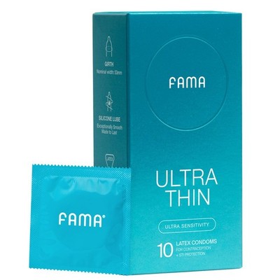 FAMA Ultra Thin Condoms   0.04mm, Extra Lubricated, 25% Thinner Natural Latex...