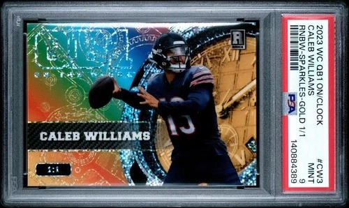 2023 WC QB1 Caleb Williams GOLD RAINBOW SPARKLES Rookie RC #'D 1/1 PSA 9 BEARS