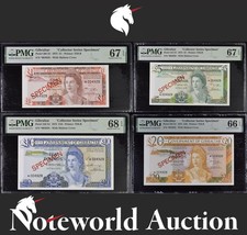 Gibraltar 1 5 10 20 1975 Specimen Match LOW S/N 4928 Set 4 UNC PMG 66 67 EPQ