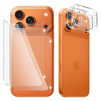 2PCS For iPhone 17 Pro Max/17Pro Temerped Glass Back Cover+Camera Lens Protector