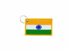 Keychain keyring embroidered embroidery patch double sided flag india indian