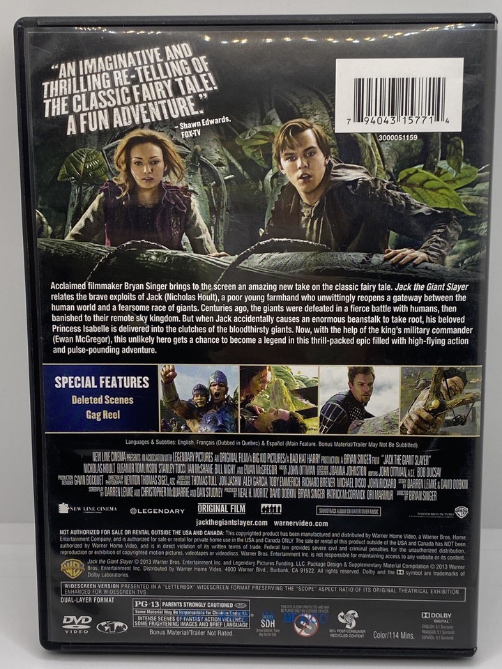 Jack the Giant Slayer DVD Movie 2013 Rated PG13 Nicholas Hoult Stanley