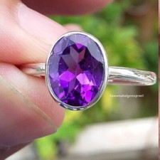 925 Sterling Silver Handmade Women's Ring With Amethyst Gemstone