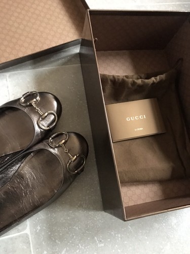 Tom Ford magasin Vintage Gucci Horsebit Ballet Plat 2007 Étain Bronze Archival 37,5