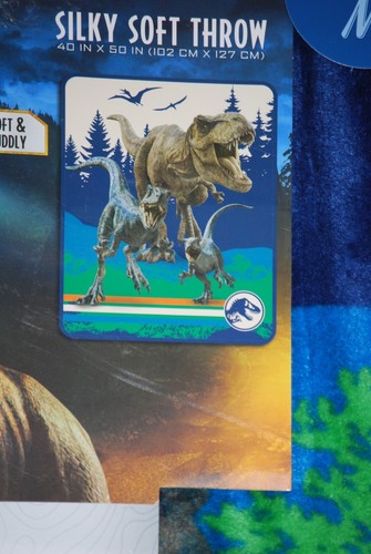 Jurassic World Dominion 3 Dinasaurs Kinder 40x50 seidig Plüsch Überwurf Decke