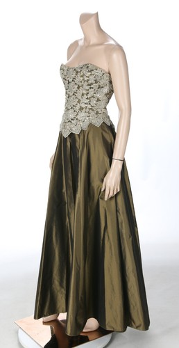 Lillie Rubin Vintage 80s 90s Green Taffeta 2 Piece Prom Party Formal Dress S - Picture 3 of 4