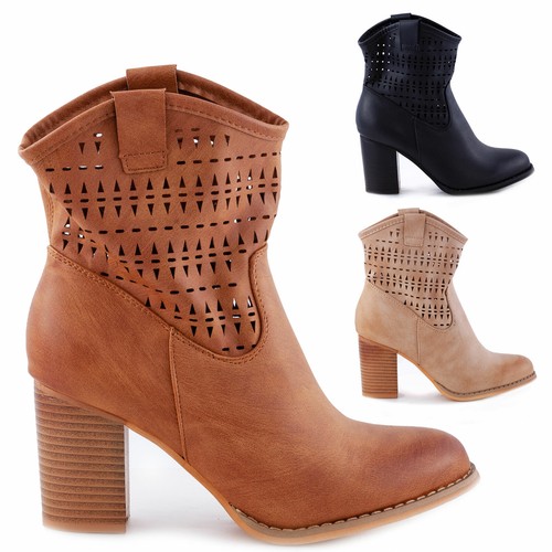 Botas Mujer Botines Bajos Calado Verano Talón Cómodo Toocool G633 | eBay