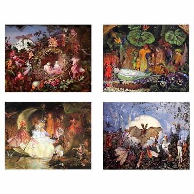 Magic Fairy Woodland Love Fantasy Renaissance Art: Set of four 8'' by 10'' prints.