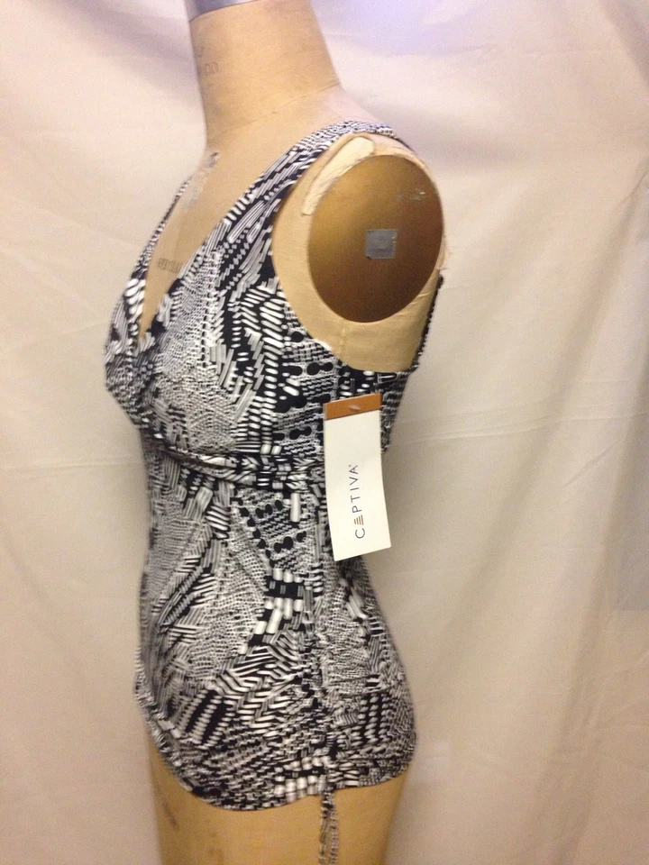 Captiva собранными в Рюш стороне танкини черный/белый M DD чашка новый с Ярлыками - Изображение 3 из 3