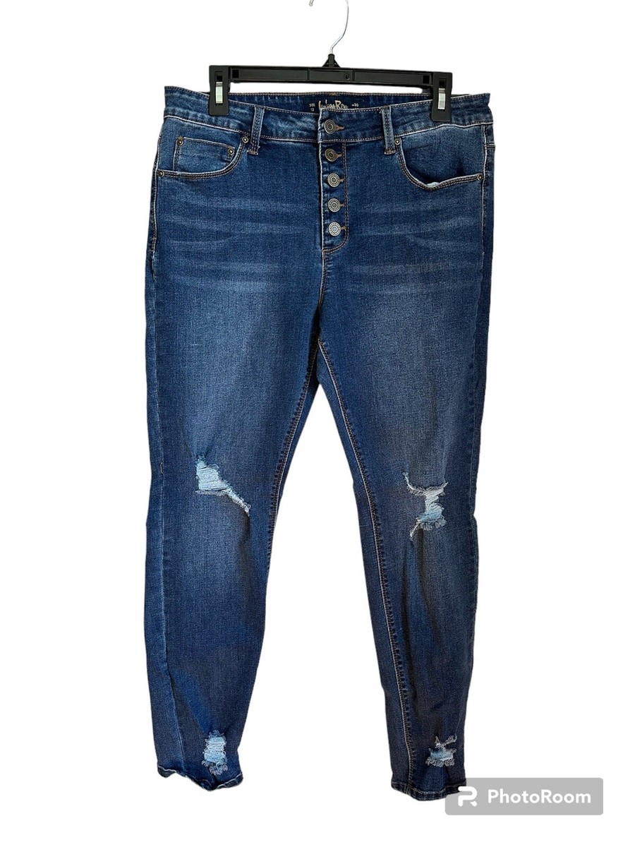 Indigo Rein Women Button Fly Ripped 5pkt Jeans Size 13 W30 L27