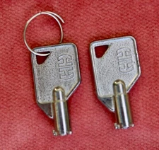 Vintage Lot 2 Tubular Barrel Security Lock Keys (1 set)  PAIR HH121 HH 121 shiny