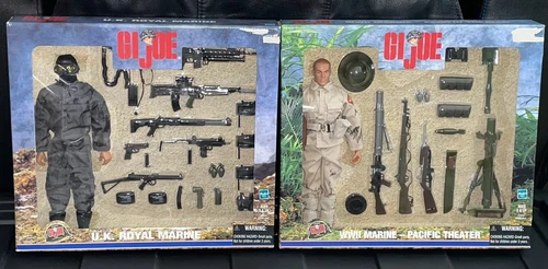 GI JOE 2000 Hasbro U.K. ROYAL MARINE & WWII MARINE - PACIFIC THEATER / 2 Sets